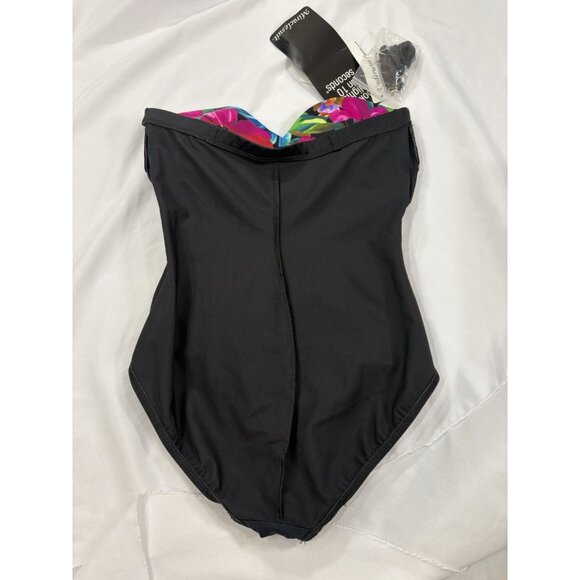 Miraclesuit Black & Floral Underwire One Piece Swimsuit Size 12 - Picture 4 of 9